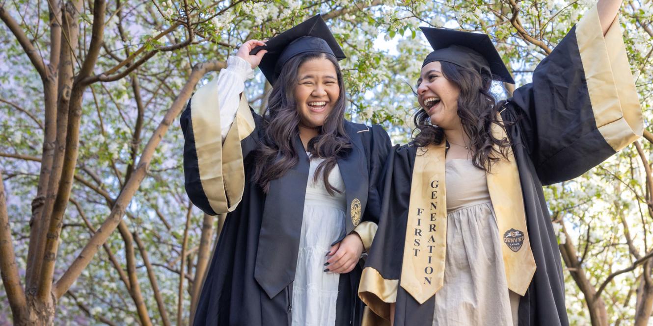 CU Denver graduates, one with a First Generation stole