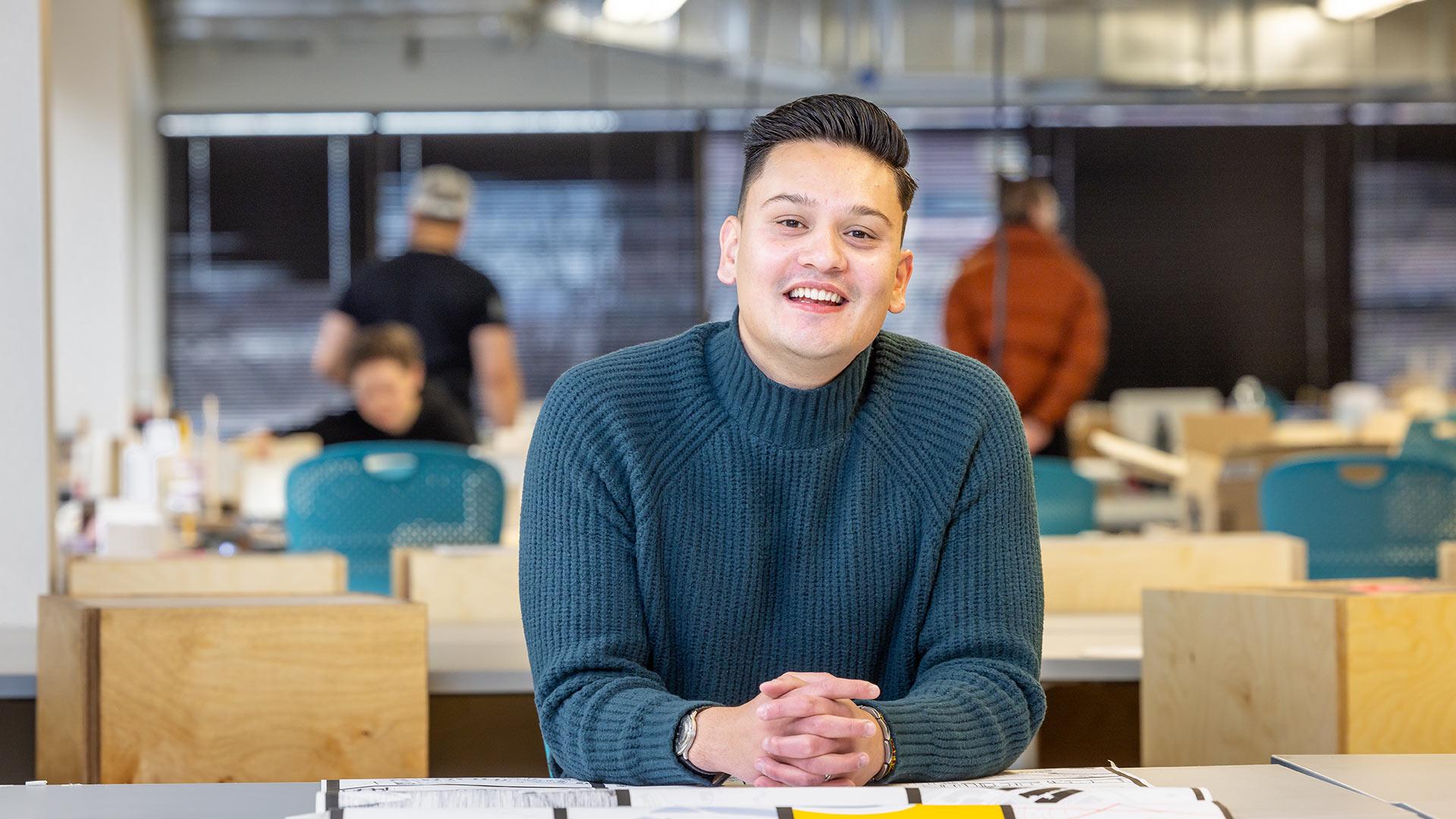 CU Denver student working on project for class