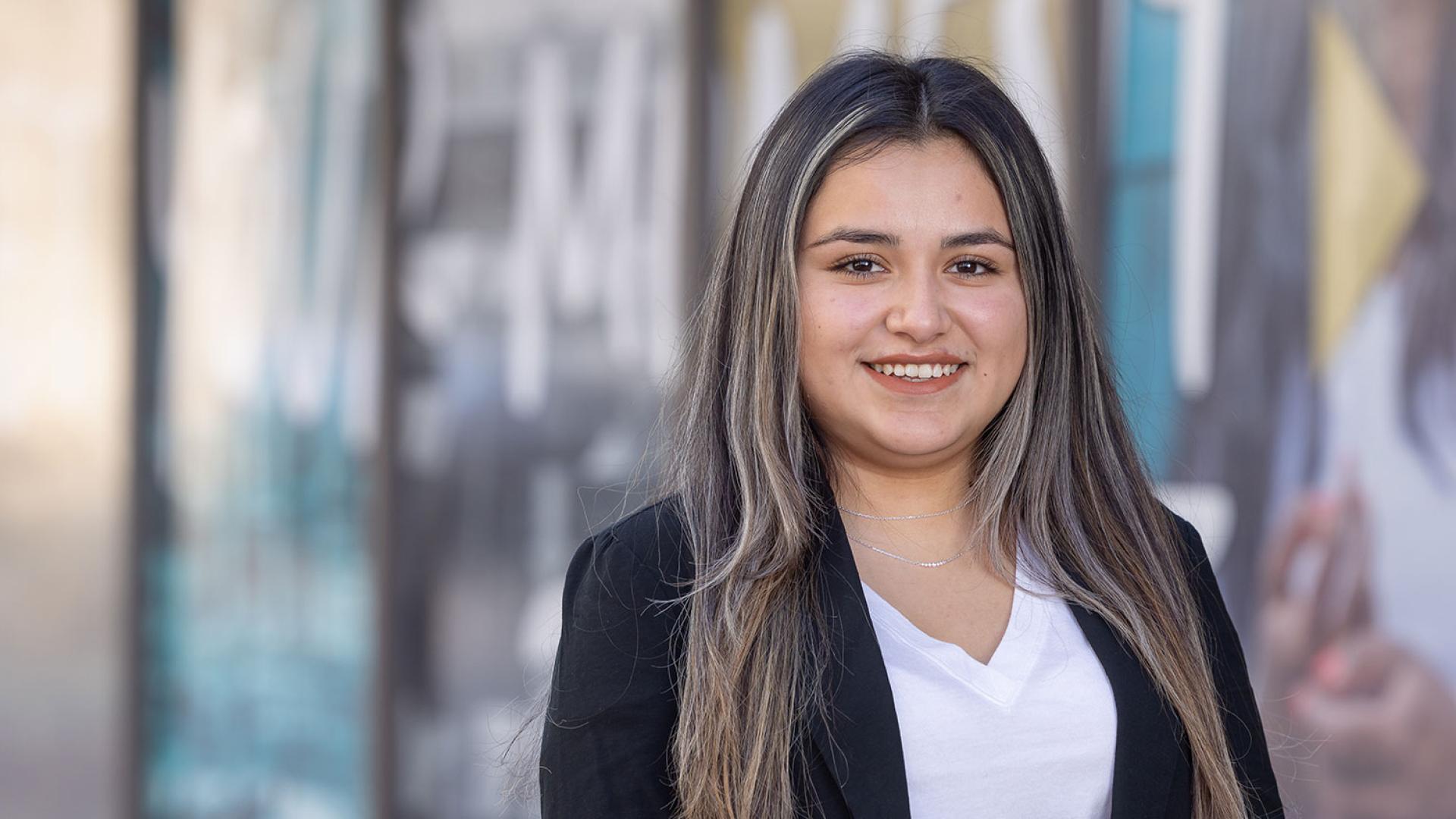 CU Denver student in professional attire